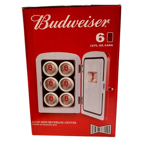 Budweiser Portable 6 Can Mini Fridge Beverage Center 120v Wall/12v Car