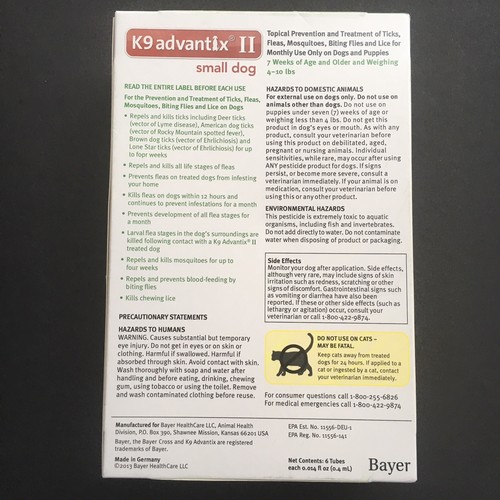 K9 Advantix II for Small Dogs [4-10 lbs] 6count