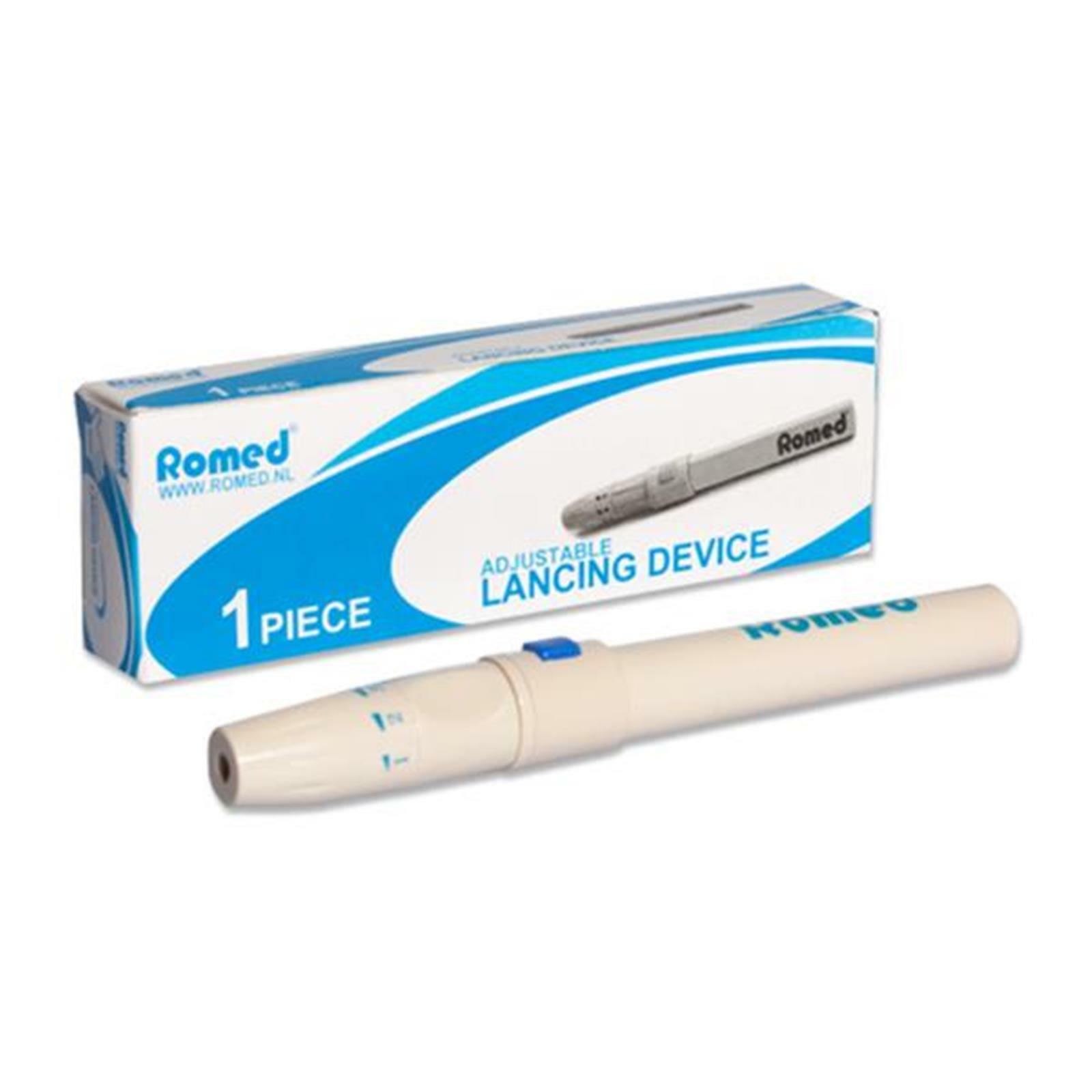 Romed Stechautomat für Blutlanzetten Tri Bevel Blutzucker Blutzuckerkontrolle