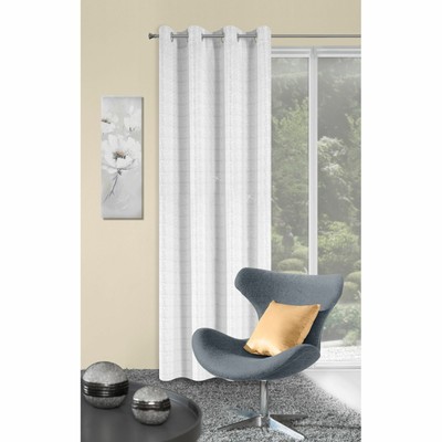 Jacquardvorhang SERENA mit kubischem Muster Silberfaden 140X250 Ösen
