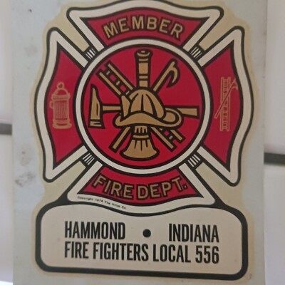 VTG 1974 Sticker Decal Hammond Firefighters Local 556 The Hines Co Key West FL