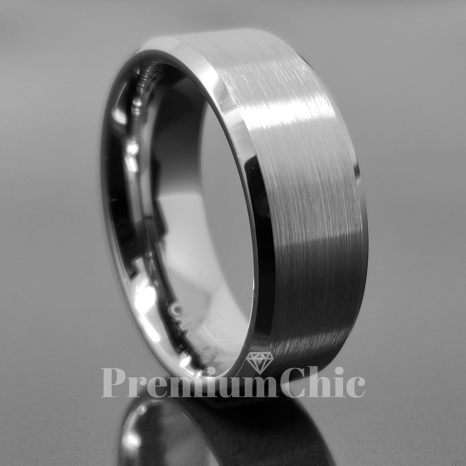 Mens Silver Color Tungsten Carbide Wedding Band Ring Bridal Jewelry Brushed 