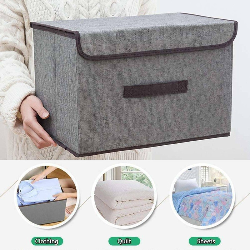 3er Set Aufbewahrungsbox Spielkiste mit Deckel Regalkorb Faltkiste 38x