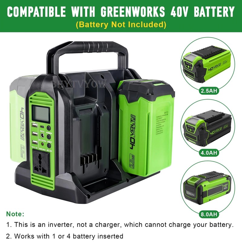 Power Inverter for Greenworks 40V Battery 350W DC 40V to AC 120V Power Station P