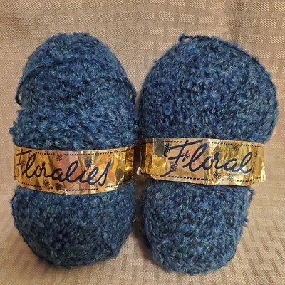 2 Vintage Skeins Pauline Denham FLORALIES Blue-Green Hyacinth Wool & Mohair Yarn