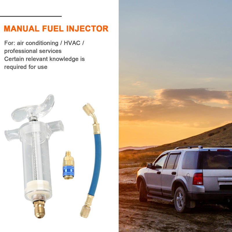 Car Air Conditioning Oil&Fluorescent Dye Injector Tool w/1/4"SAE Female Connecto