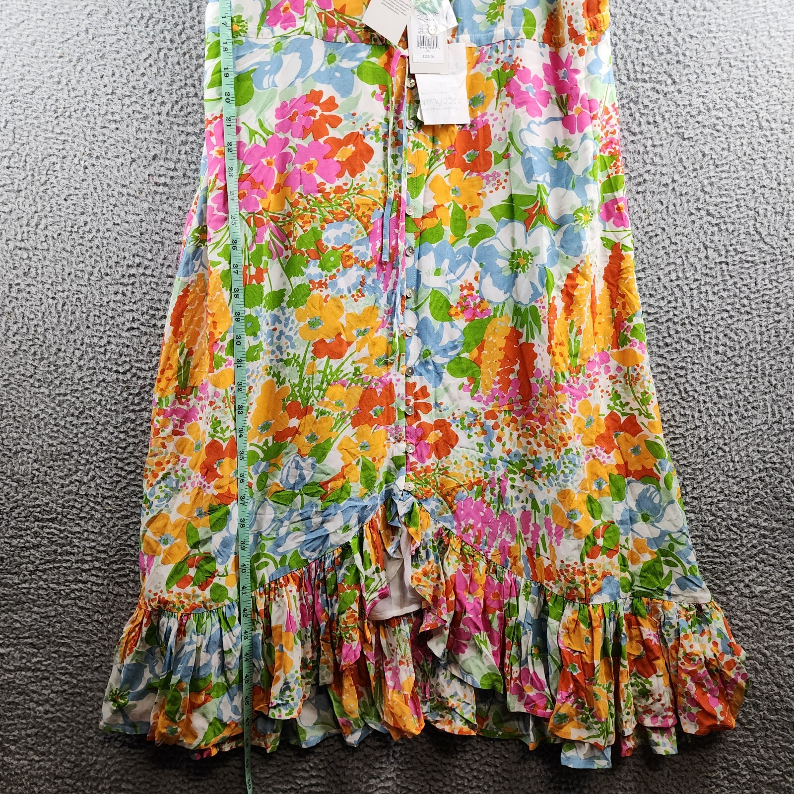 Rails Frida Drawstring Mid-Calf MIDI Floral Dress Women's XL Multi High/Low Hem - Picture 9 of 14