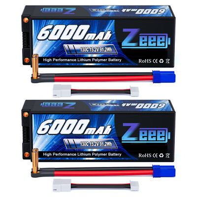 2x Zeee 4S HV Lipo Battery 6000mAh 5mm Bullet to EC5 15.2V 130C for RC Car Truck