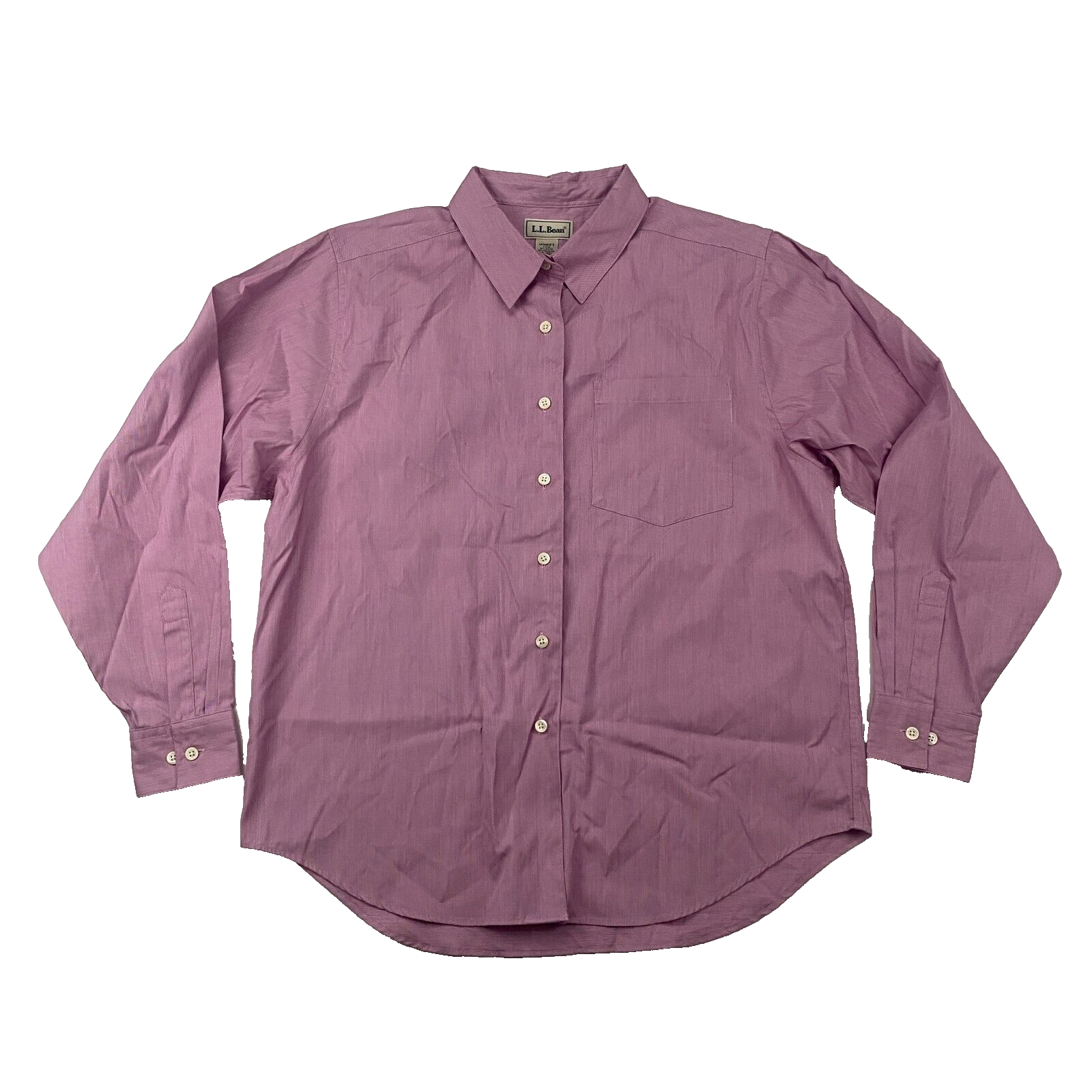 L.L Bean Pink/Purple Button Up Dress Shirt Size L Reg Cotton Polyester Blend L/S