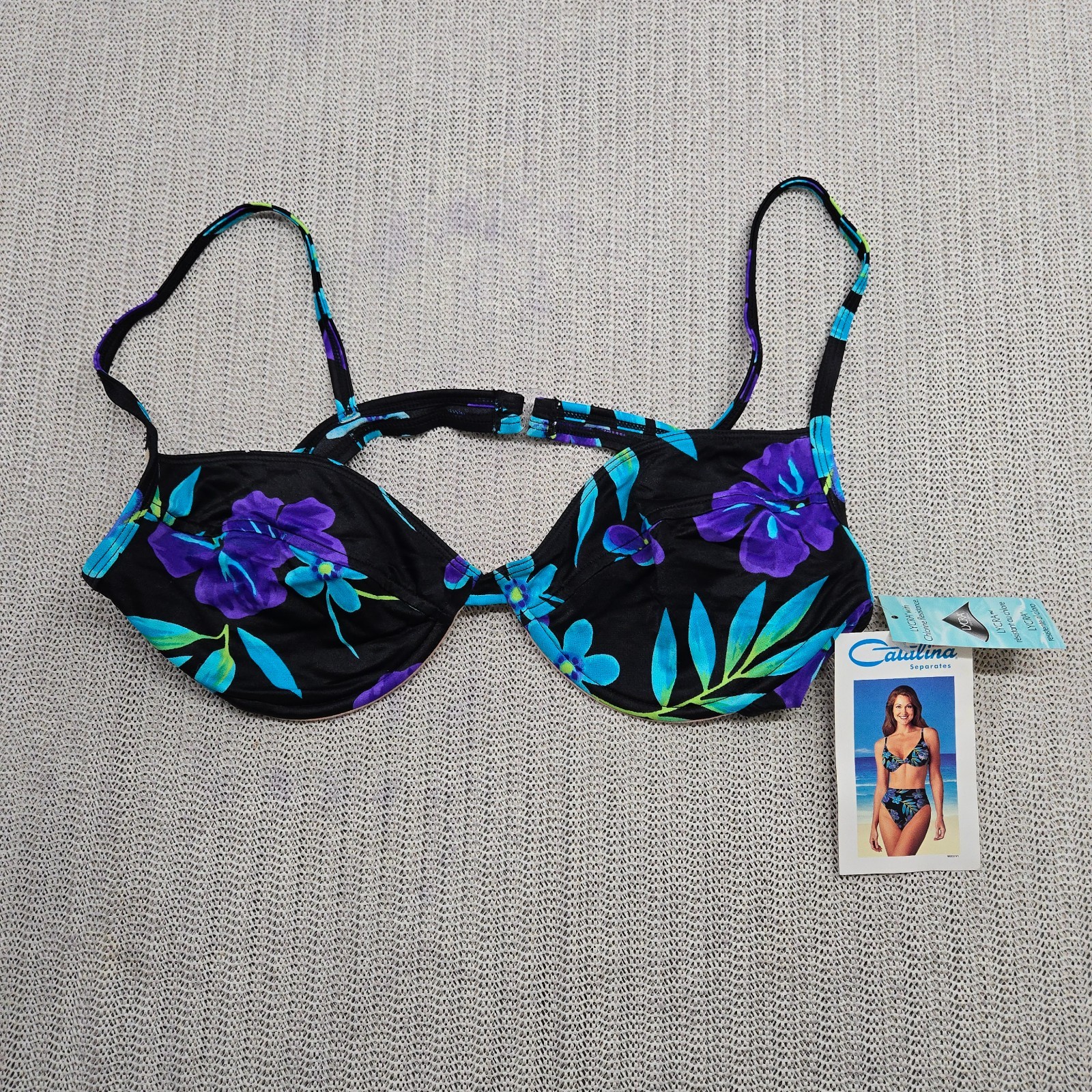 カタリナ Catalina 90s La Paz USA Vintage Catalina Bikini Swimsuit Top Bra Womens Large Black