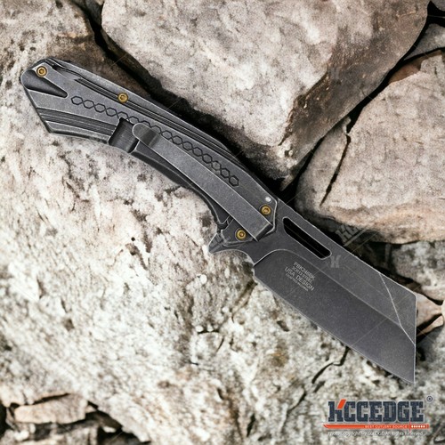 7.5" Cleaver Pocket Knife Camping Knife EDC Stainless Steel Folding Knife