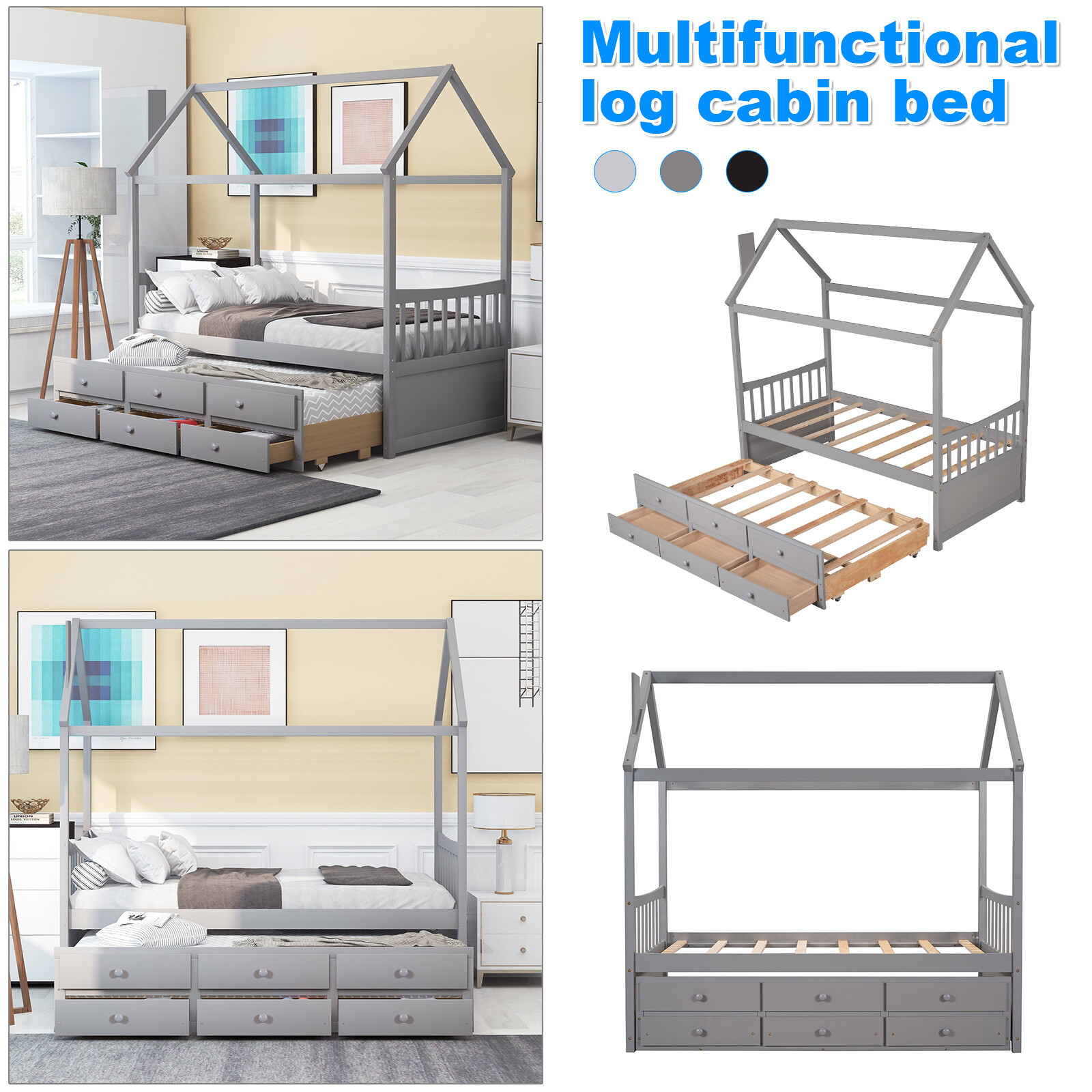 With Trundle And 3 Storage Drawers For Bedroom