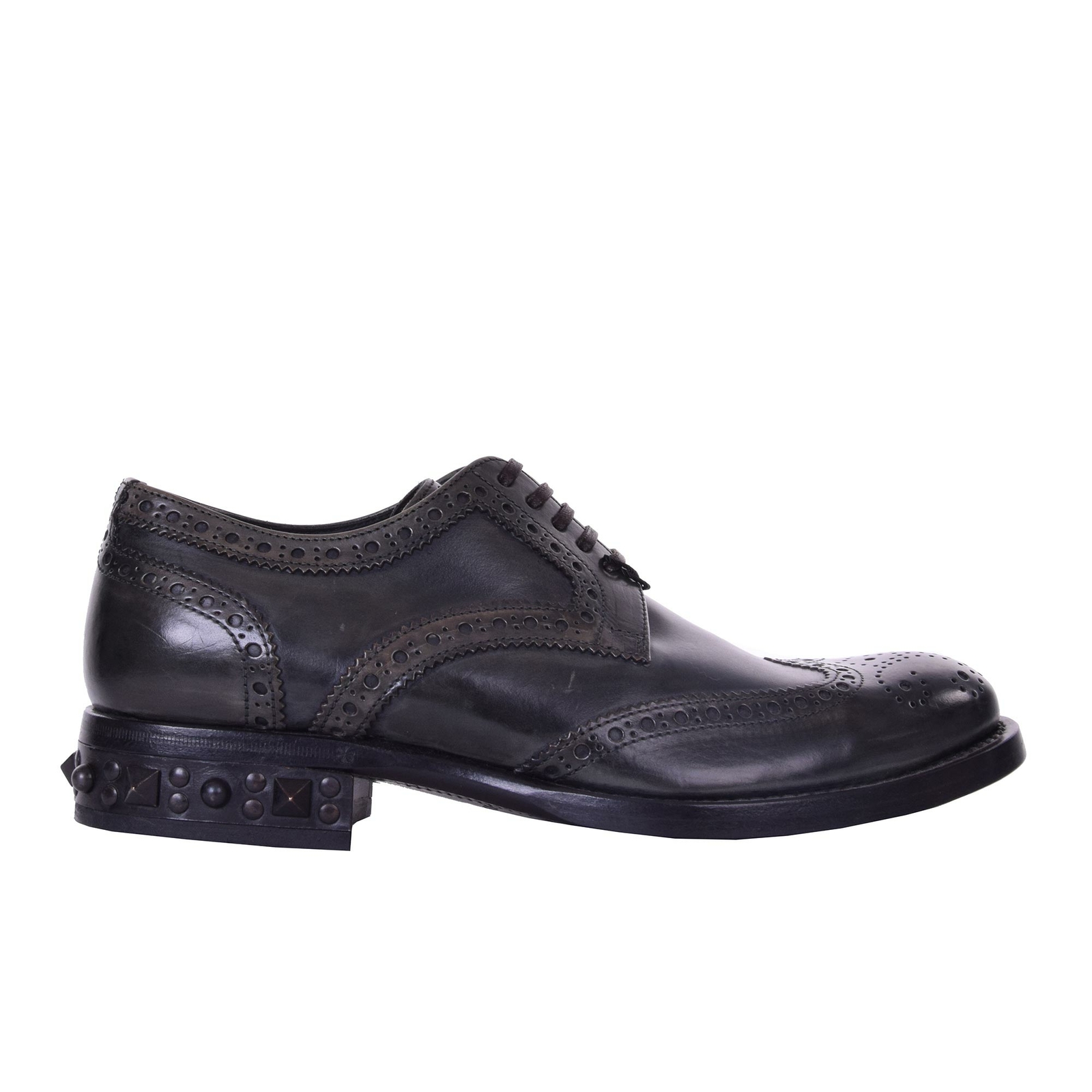 

DOLCE - GABBANA Броги с шипами Туфли дерби из кожи цвета хаки, зеленый 39 США  08035