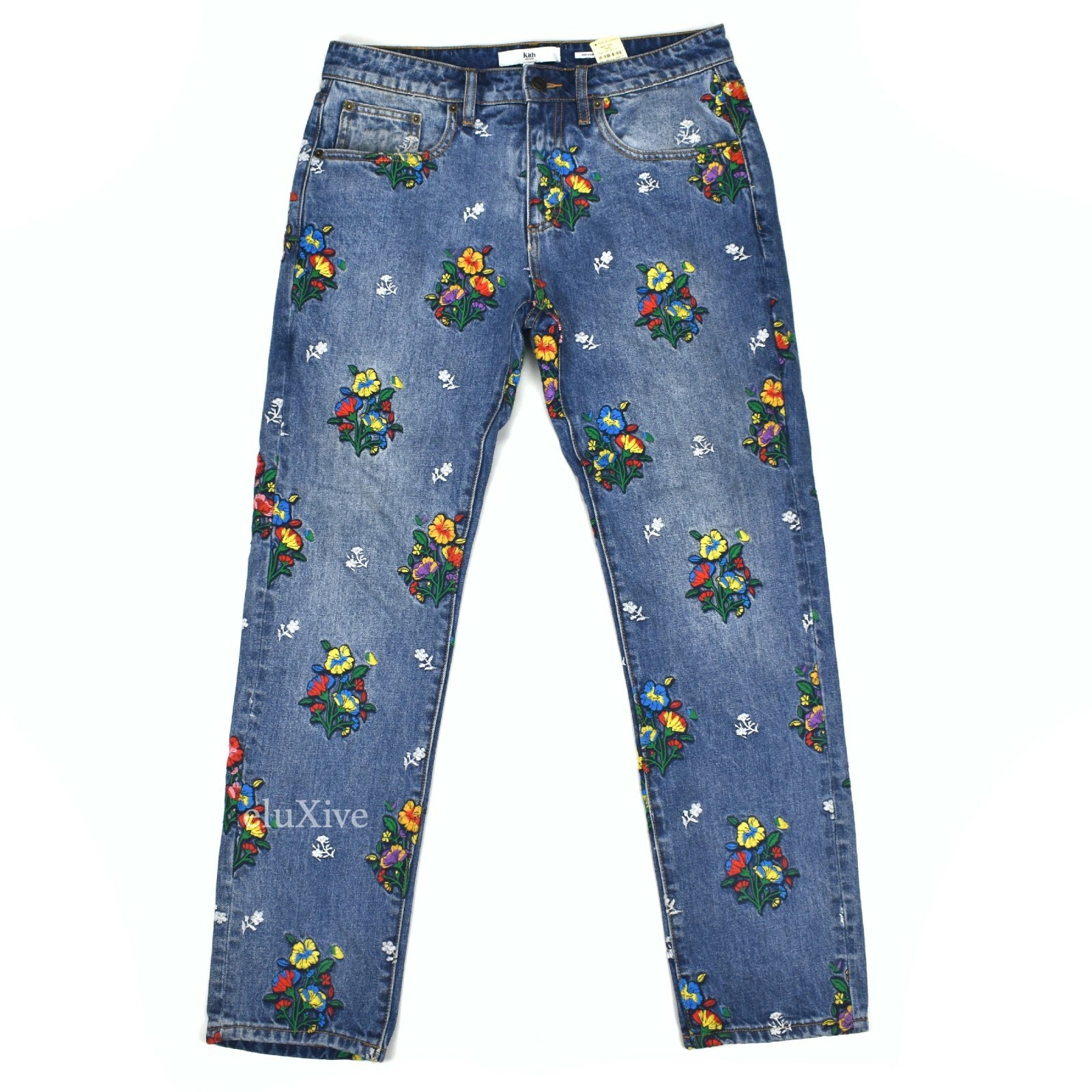 NWT Kith Floral Embroidered Denim Varick Jeans Mens 33 US DS SS22 AUTHENTIC  | eBay