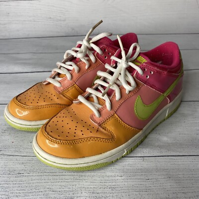 Nike Dunk Low Sneakers Size 5Y (Wmns 6.5) GS 309601-831 Rainbow Sherbert Citron
