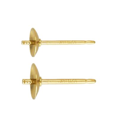 2prs 14K Gold Filled Pearl Cup Ear Posts 5mm 6mm Single Notch for Jewelry Making