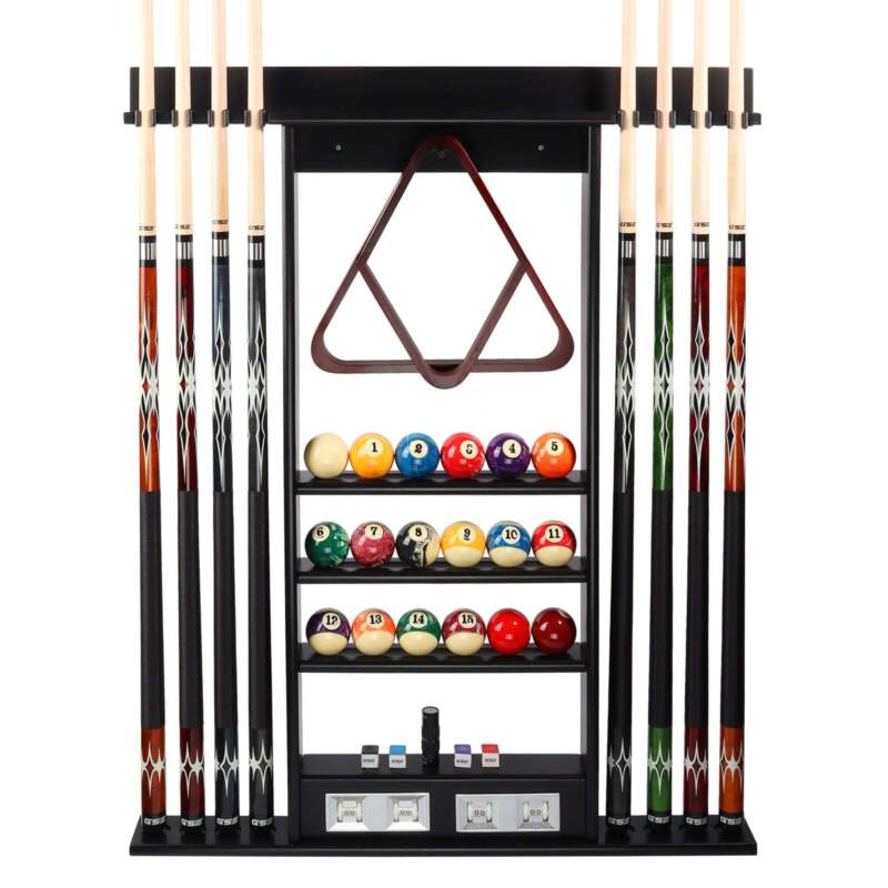 GSE 8 Pool Cue Wall Rack with Score Counter, Pool Cue Hanging Wall Mounting