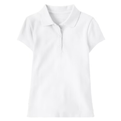Girl's Short Sleeve Stretch Pique Polo Shirts School Summer 3-Button 4-20