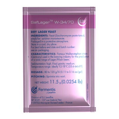 Saflager W-34/70 Lager Yeast, 11.5 grams