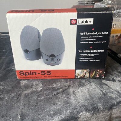 Labtec Spin-55 Multi-purpose Stereo Speaker Pair Black Tested Sounds Great