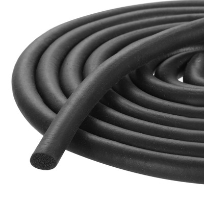 6mm/0.24'' Dia x 15 Meter/49.21Ft Long Round EPDM Foam Rubber Weather Seal Strip