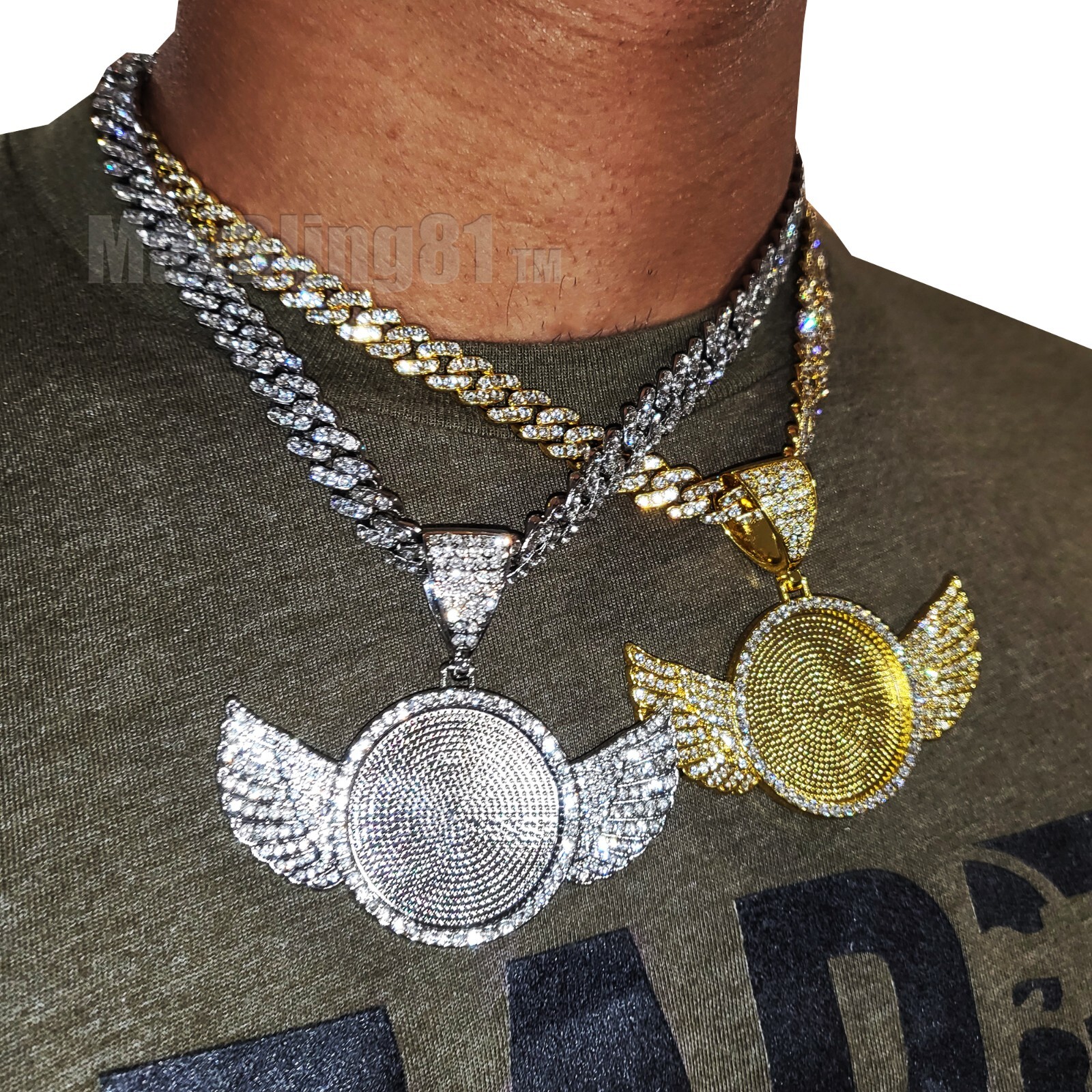 Angel Wings Picture Frame Pendant & 18