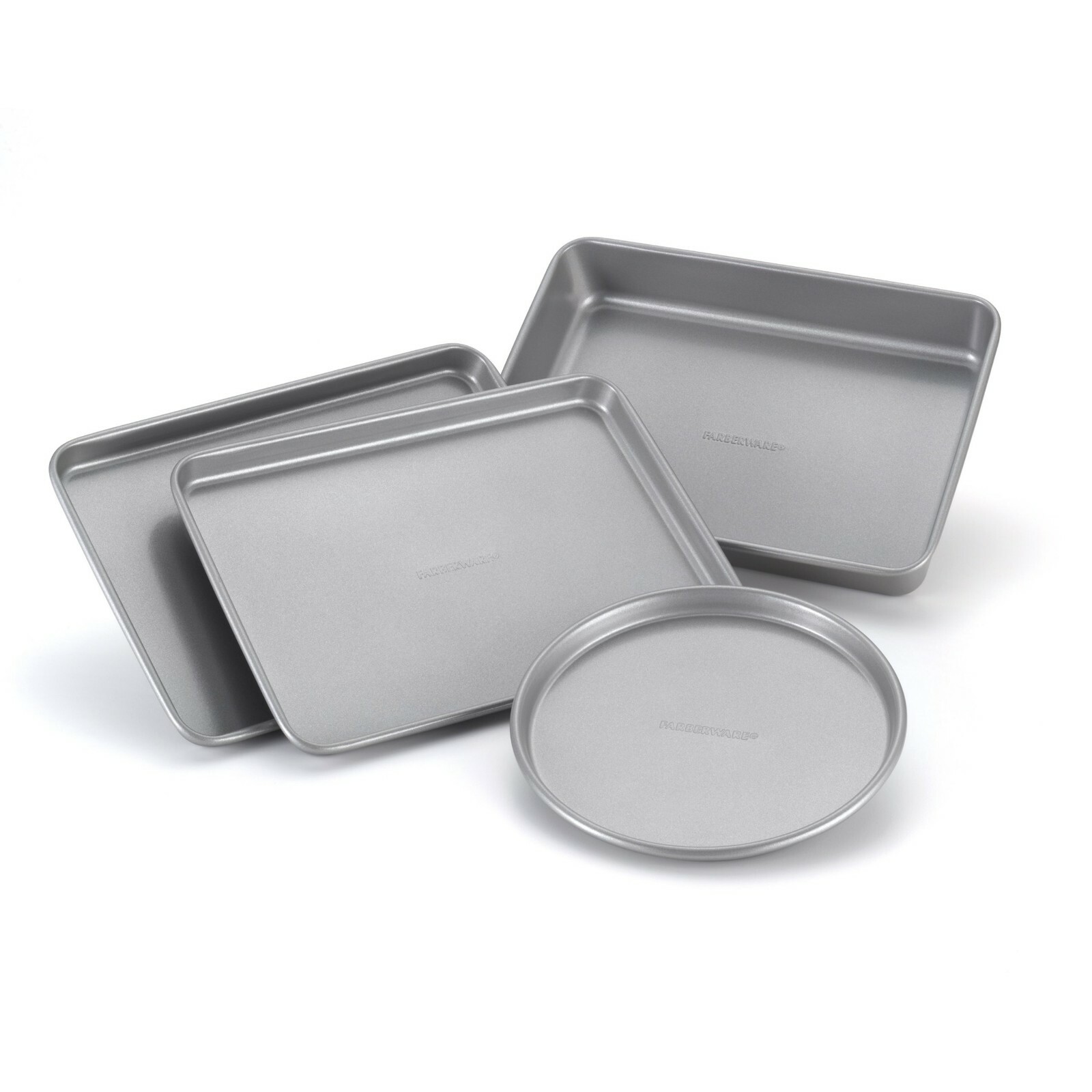 Farberware Nonstick Bakeware 4Piece Toaster Oven Set, Gray