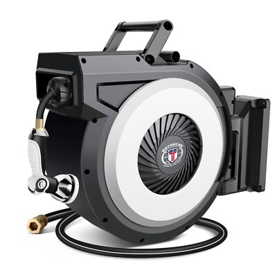 5/8" Retractable Garden Hose Reel By Hybrid Rubber Hose Heavy Duty Water Hose Re