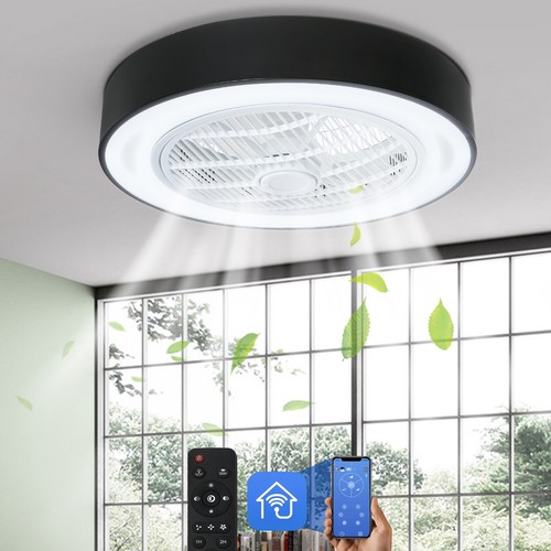 TCFUNDY LED Ceiling Fan Light Phone & Remote Control  Bedroom Ceiling Fan Lamps