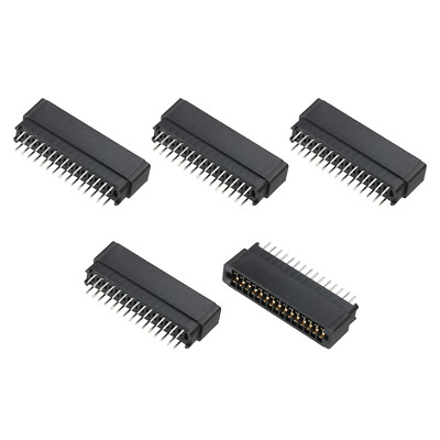 Card Edge Connector Black Socket Straight Connection 30 Pin 2.54mm Pitch, 5 Pcs