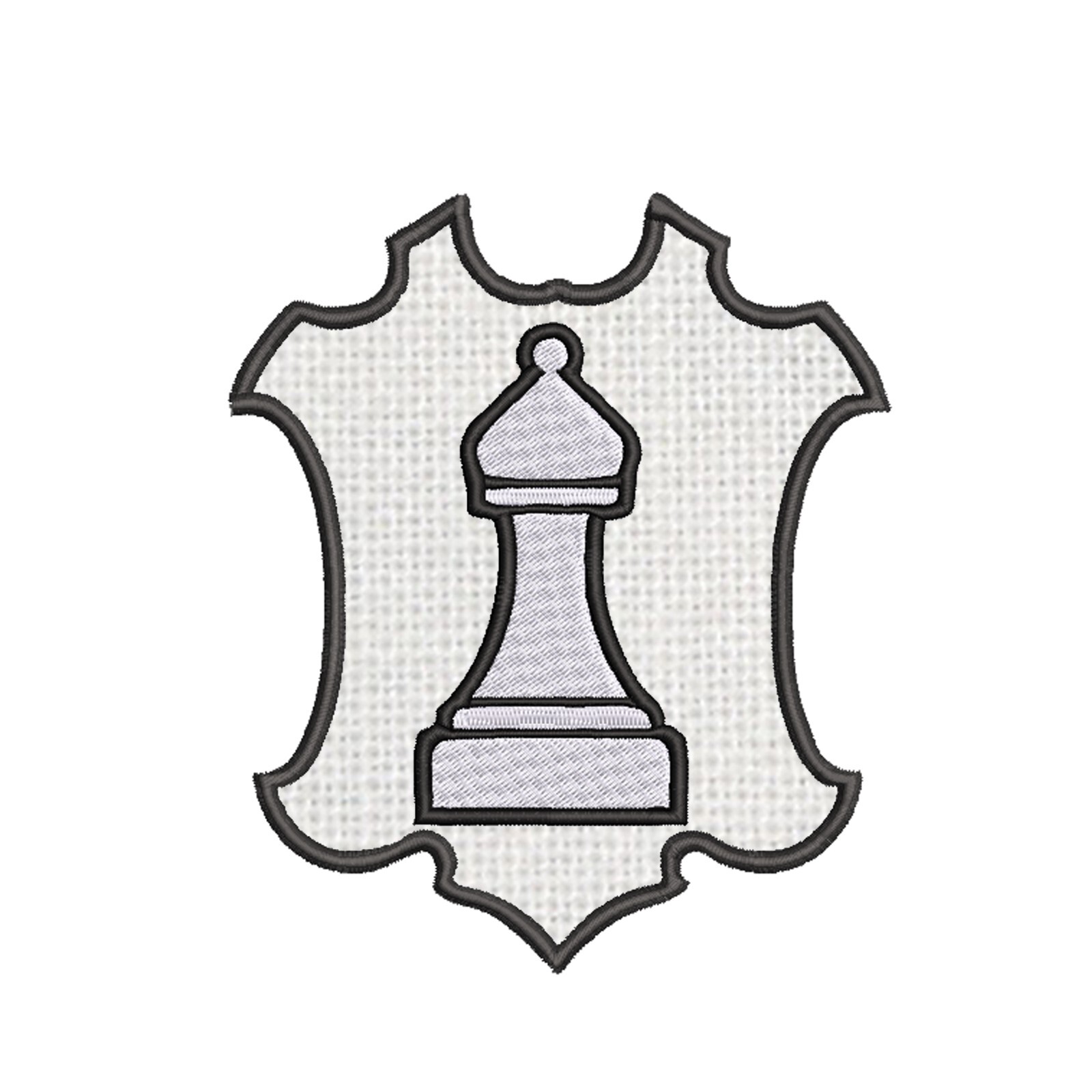 White Bishop Chess Piece Patch Embroidered Iron-on Classic Strategy Game Match