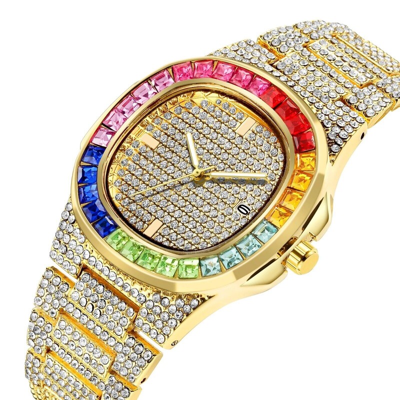 Montre Homme Hip Hop Luxury Custom Bling EntiÃ¨Rement Iced Simulated Diamond...