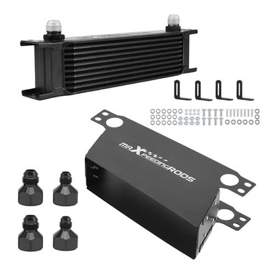 10 Row Oil Temperature Cooler Universal 10AN Engine Transmission Aluminum Kit