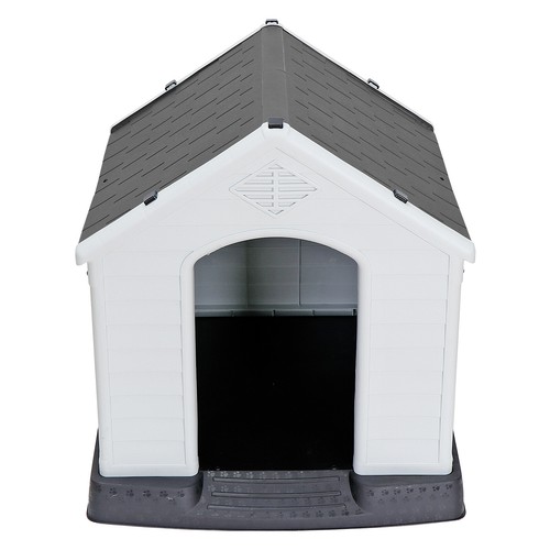 Indoor Outdoor Dog House Pet Shelter Grey Waterproof Up to 100LB Dog w/Air Vents