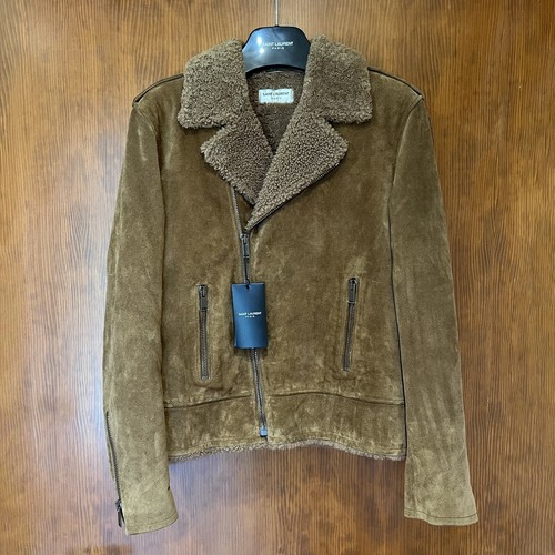 Pre-owned Saint Laurent Suede Shearling Jacket In Small And Medium In Brown