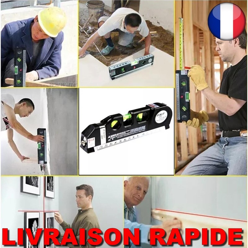 Outils Niveau Laser A Lignes 3 Modes CroisÃ©Es Droit MÃ¨Tre 2.5m Ruban Mesurer
