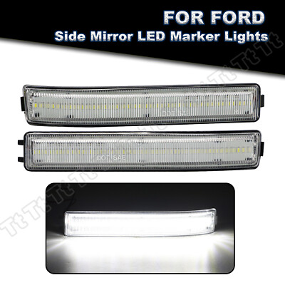 2x White LED Side Mirror Turn Signal Lights Reflector Lamp For 2009-14 Ford F150