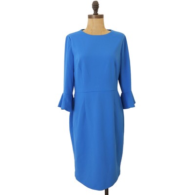Donna Morgan Mini Dress Size 8 3/4 Bell Sleeve  Lined Stretch Blue NEW B49