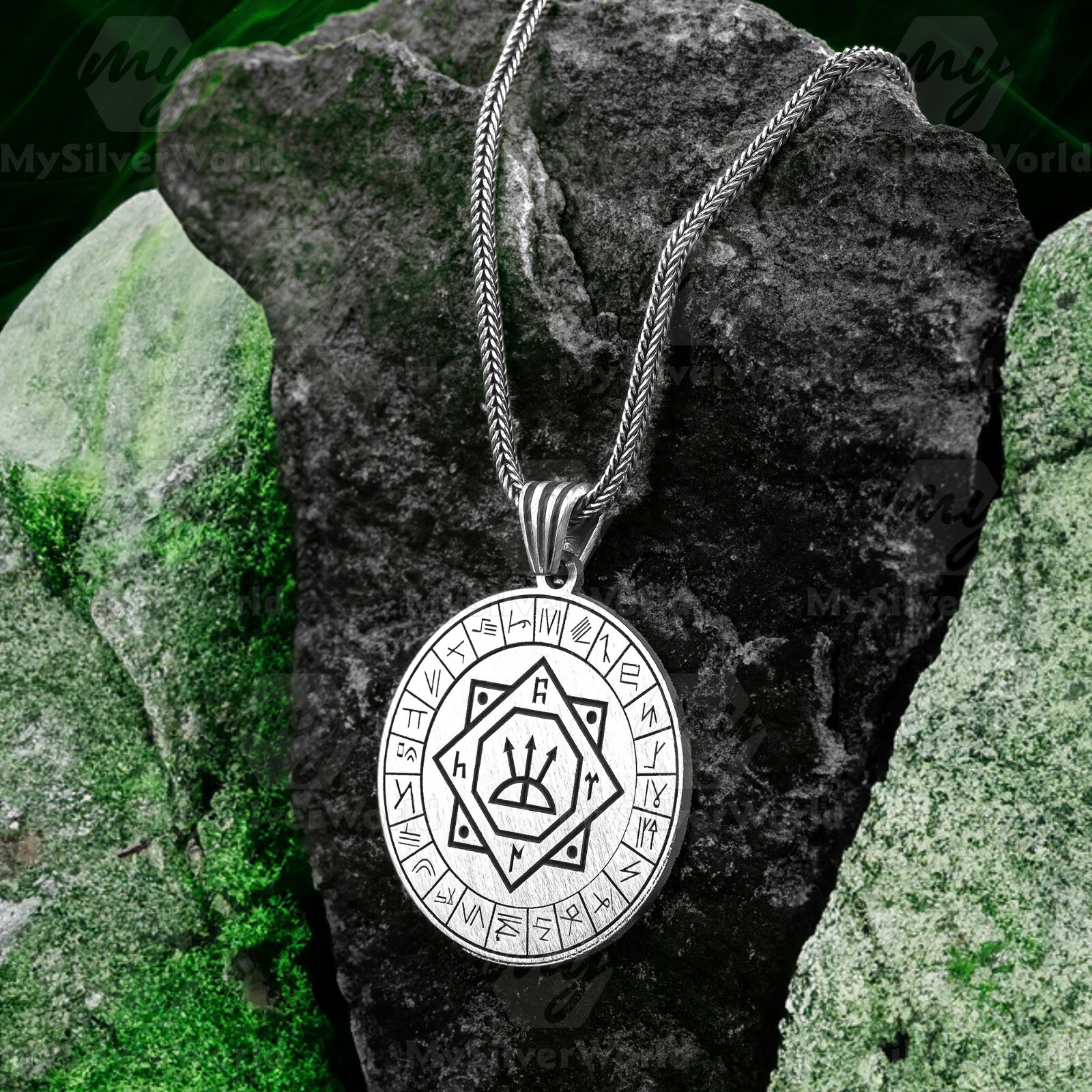 アクセサリー AQUA SILVER tribal dog tag necklace 925 Mens
