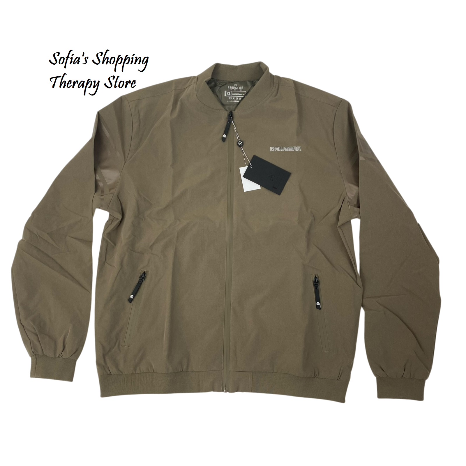 RawGear Men's SZ XL Walnut Tan Full Zip Windbreaker Bomber