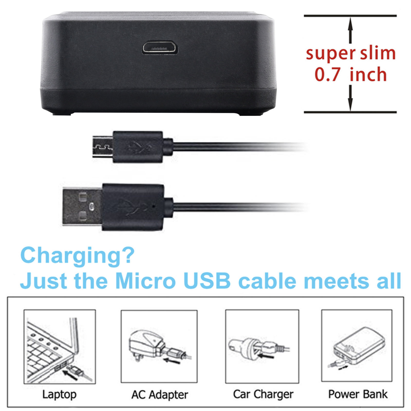 Kastar NP-BX1 Battery Triple Charger for Sony ZV-1 Vlog, ZV-1F Vlogging Camera