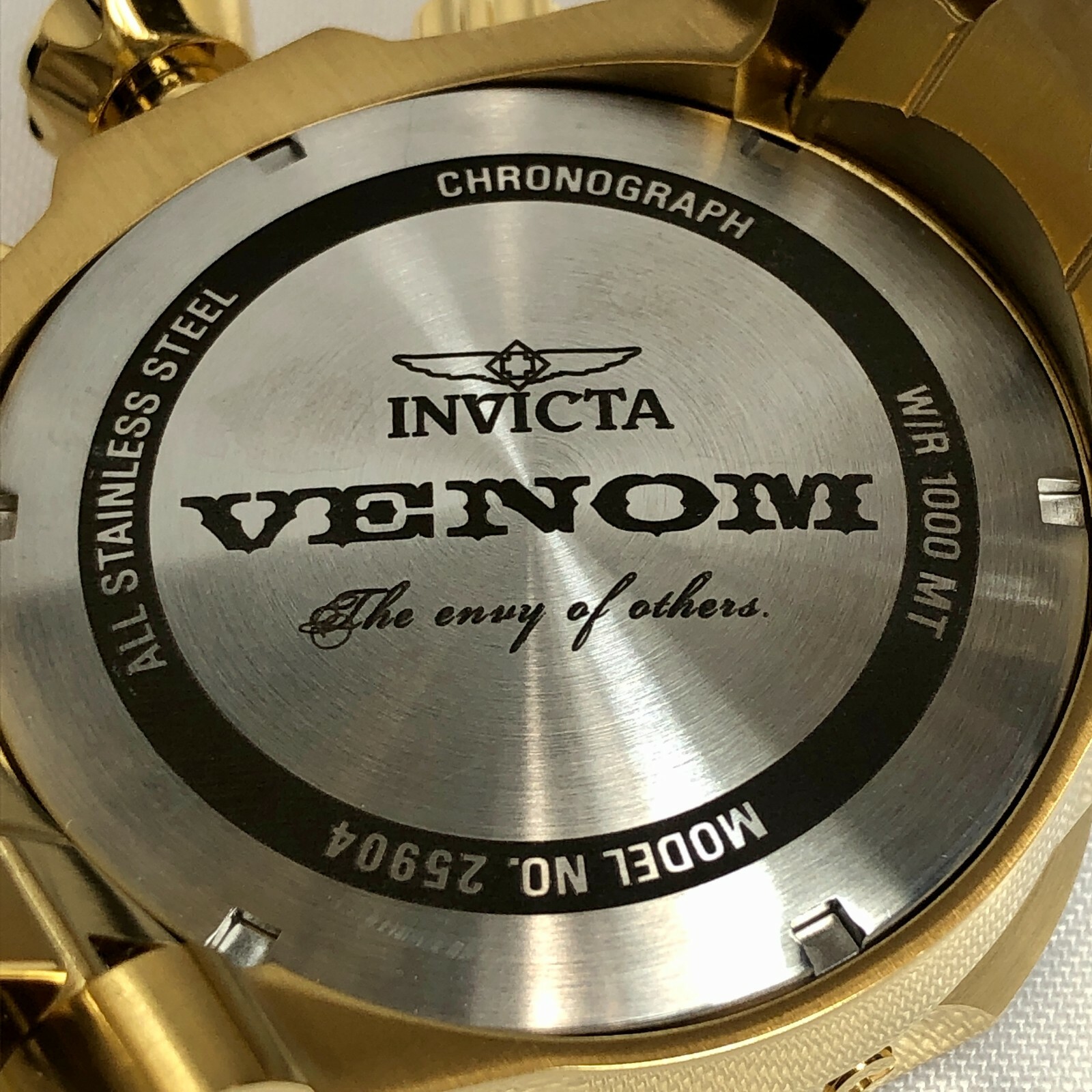 Pre-owned Invicta 25904 Men's 52mm Venom Stainless Steel Bracelet Watch -gold/black