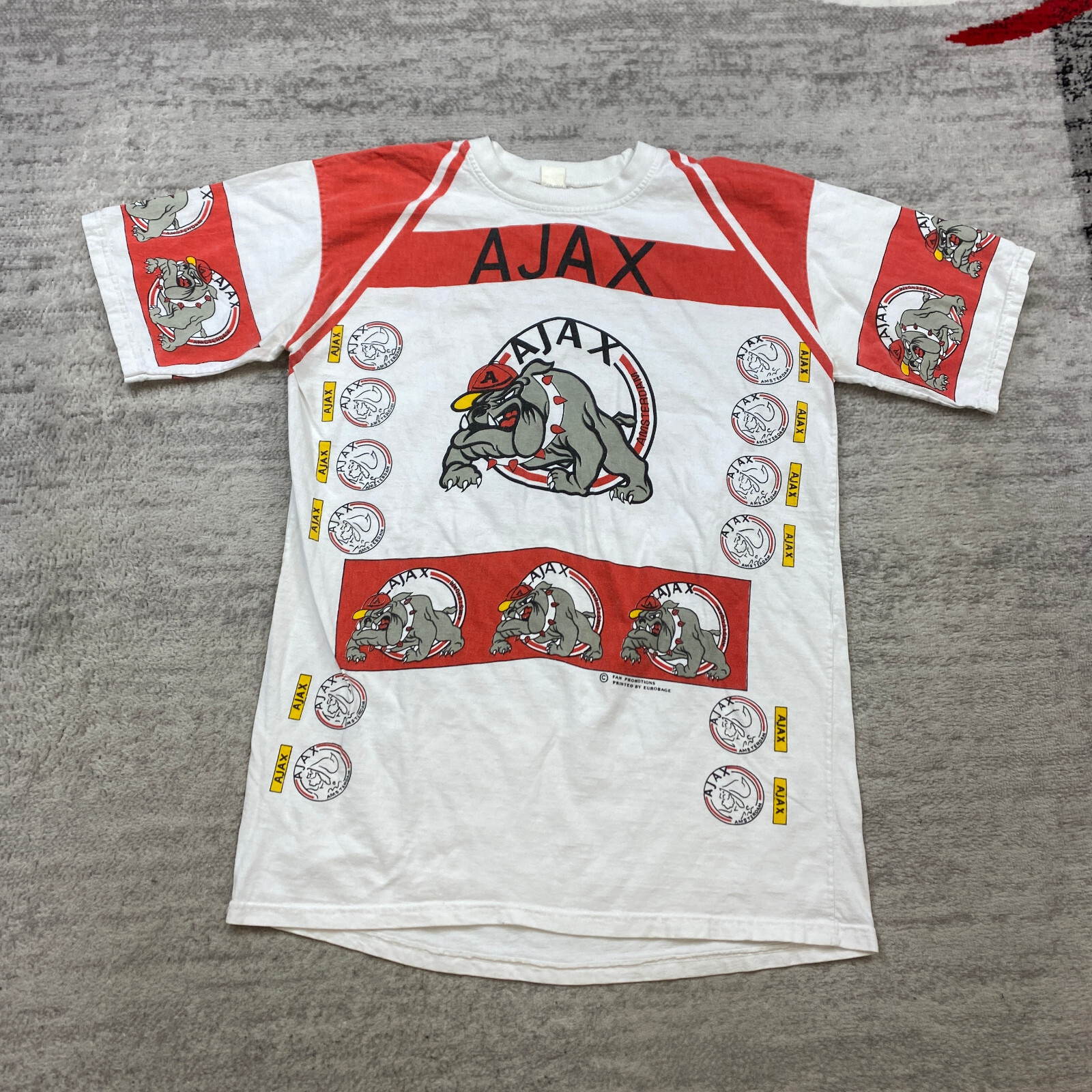 VTG Ajax Amsterdam Shirt Large White Red Soccer AOP All