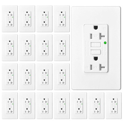 20A GFCI Outlet Duplex Self-Test Receptacle Tamper-Resistant WR ETL Listed 20Pcs