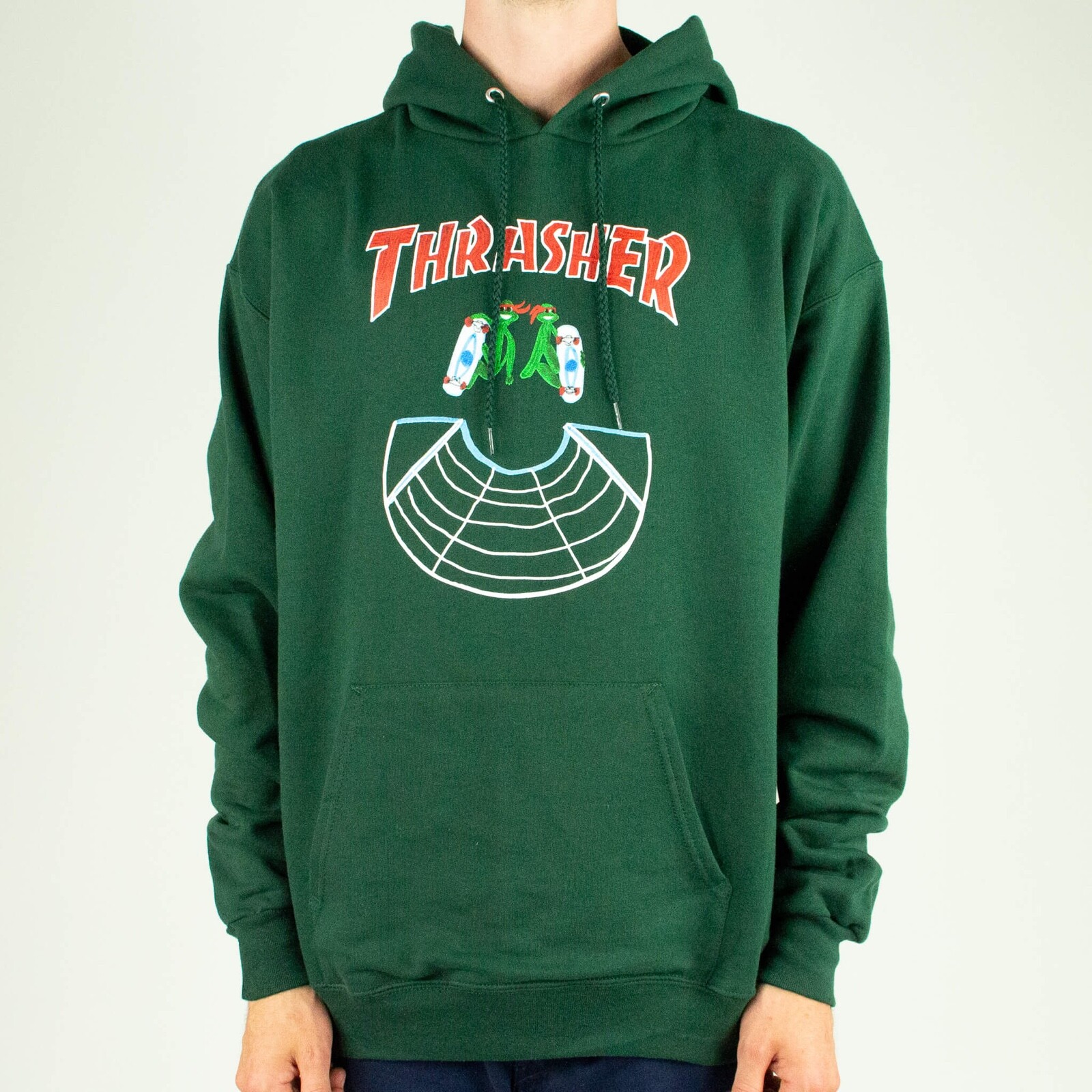 green hooded shirt