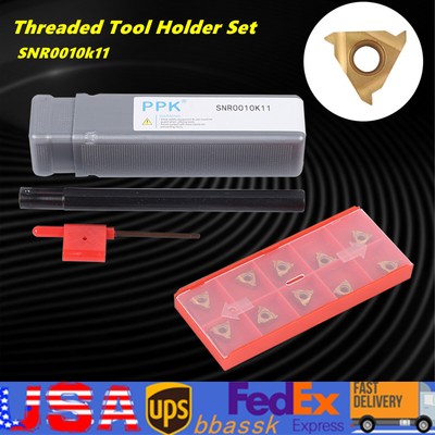 SNR0010K11 Lathe Inner Threading Boring Bar Turning Tool Holder w/10Pcs Blades