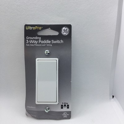 GE UltraPro Grounding 3-Way Paddle Switch w/Easy Pressure Lock Wiring Light