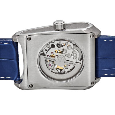 Pre-owned Heritor Automatic Wyatt Skeleton Watch - Silver/blue