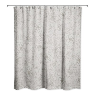 Creative Products Gray Line Floral 71x74 Shower Curtain