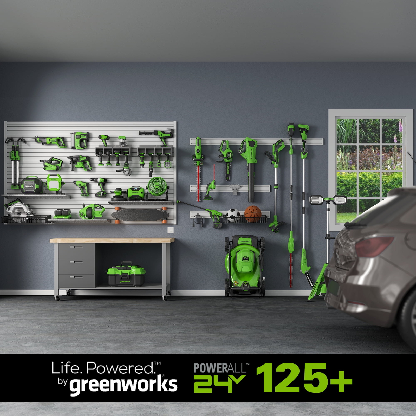 Greenworks 24V 12" Cordless String Trimmer/Edger with 2.0 Ah USB Battery&Charger
